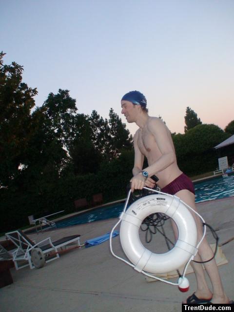 Red Speedo Aquablade swim brief