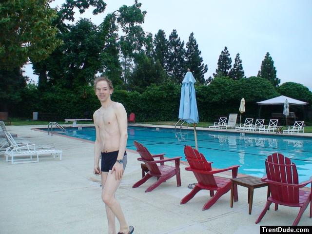 Calvin Klein swim boxers at the pool