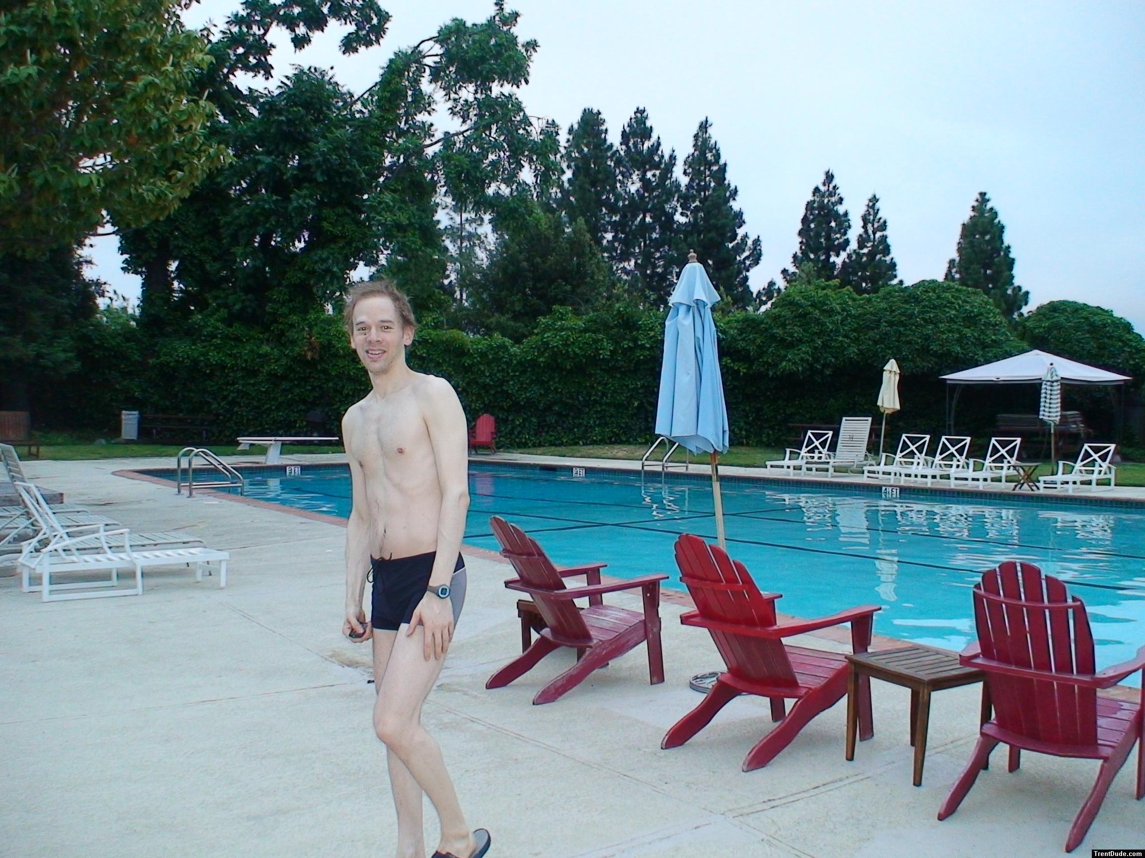 Calvin Klein swim boxers at the pool