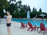 Calvin Klein swim boxers at the pool, swimcap