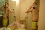 Spong bob boxers in two mirrors