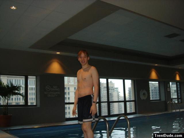 Smiling at the pool (Addidas shorts)