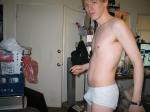 At home in white hanes tightey whitey