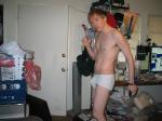 At home in white udnerwear