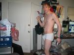 At home in white hanes udnerwear