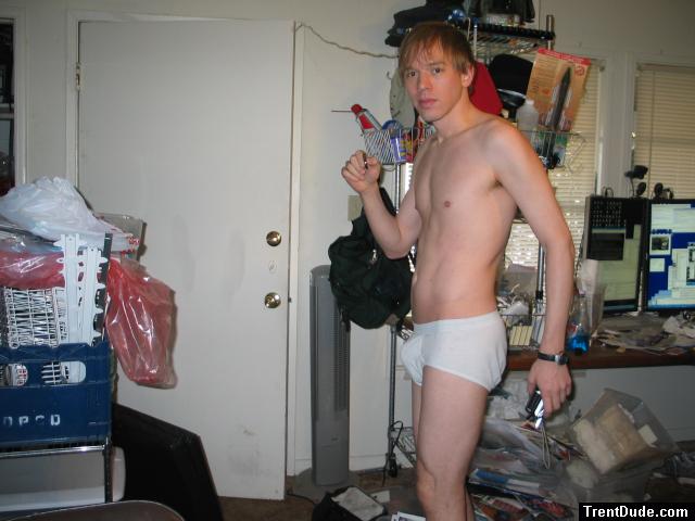 At home in white hanes udnerwear