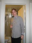 Tan button up shirt, long hair