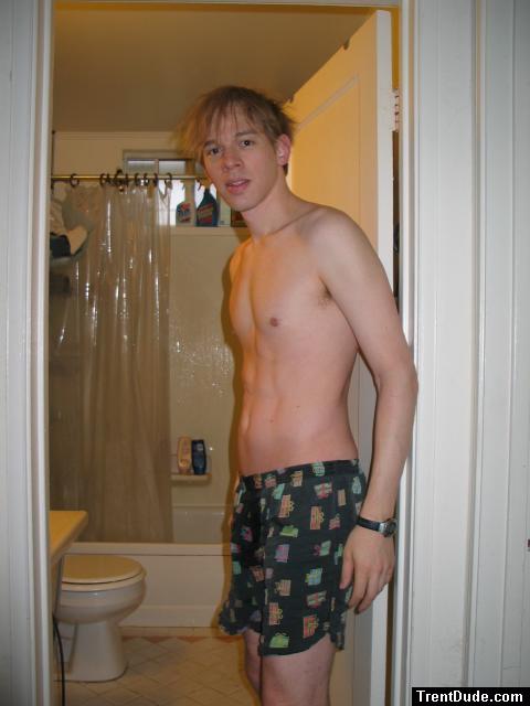 Silk boxers, abs, messy out of the shower hair