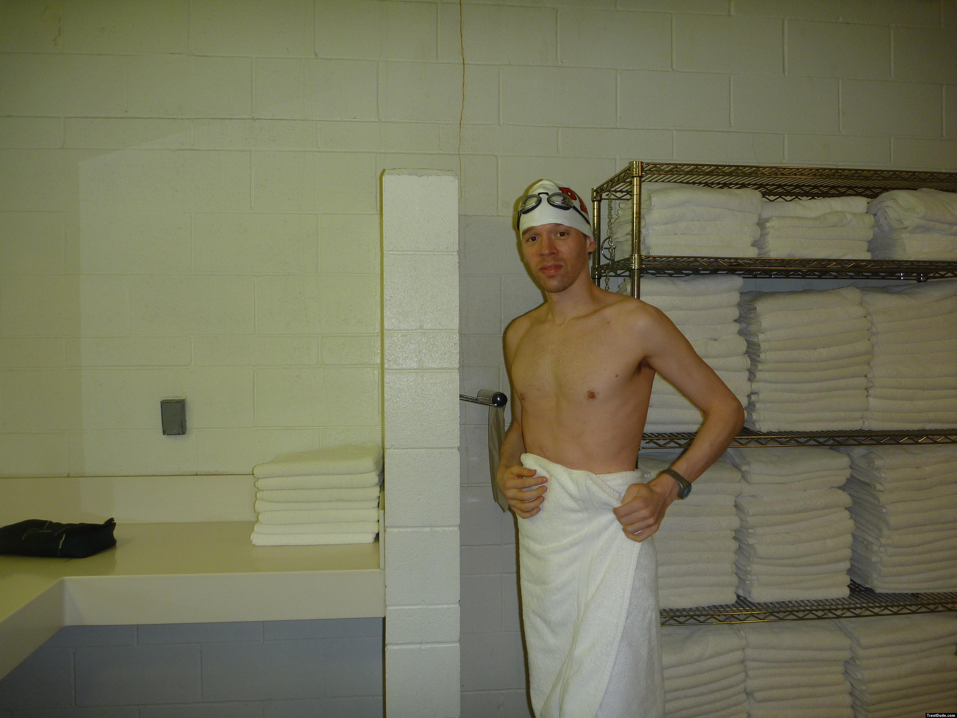 Towels in the swim locker room