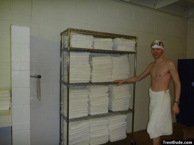 Towels in the swim locker room