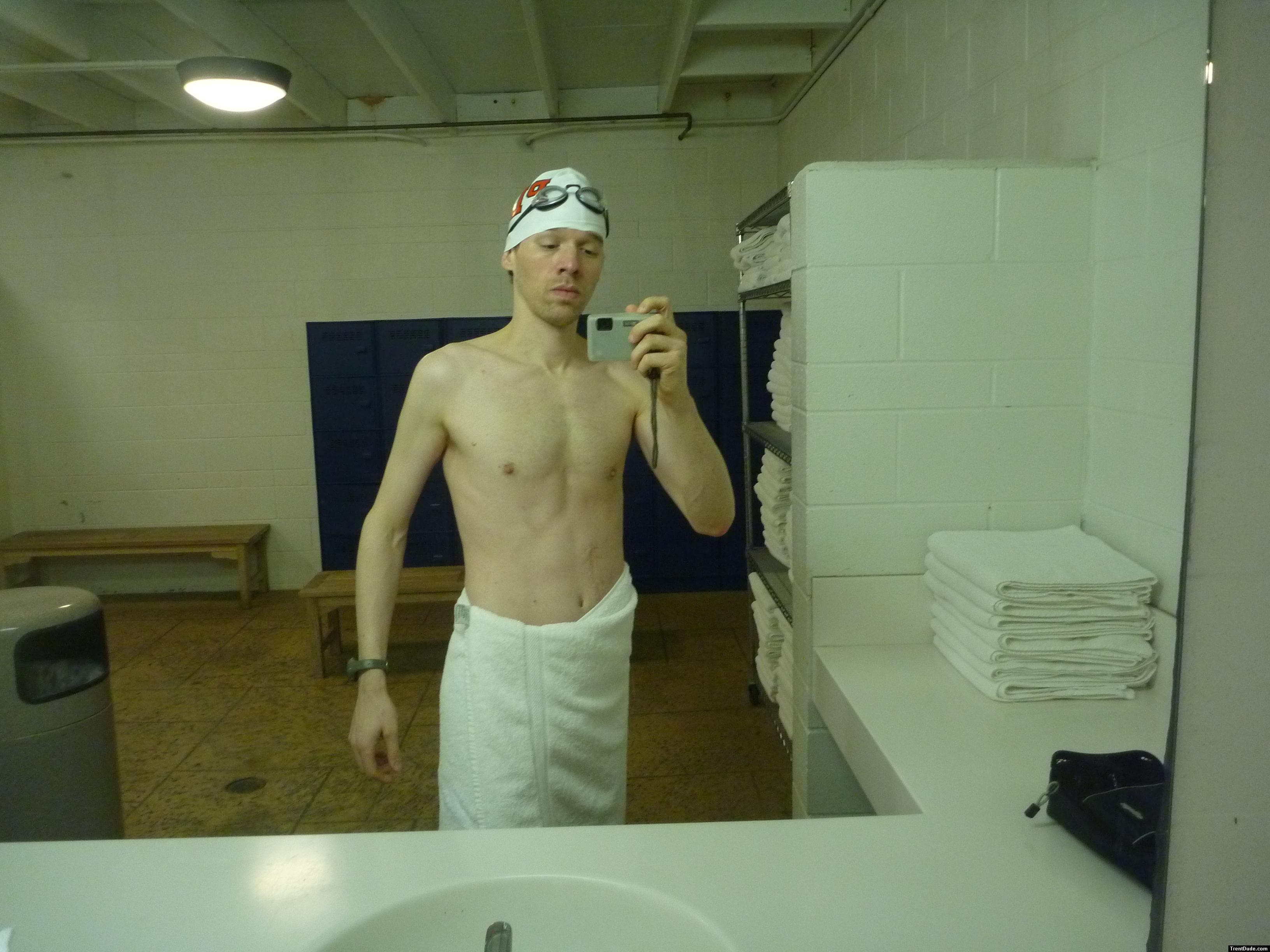 Towels in the swim locker room
