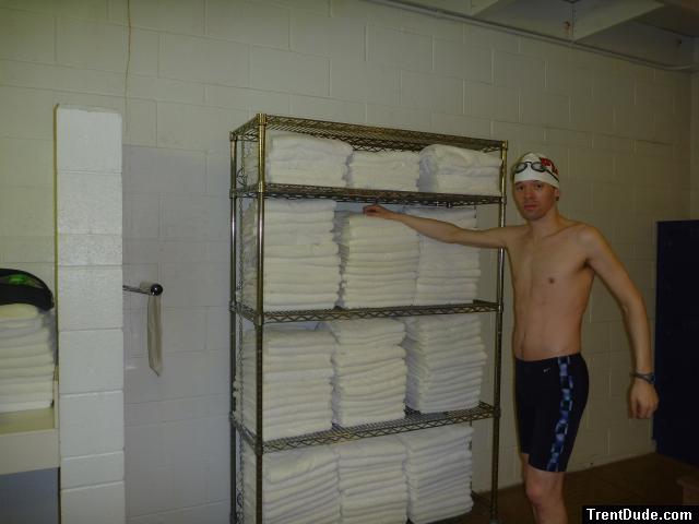 Nike swim jammer in the swim locker room