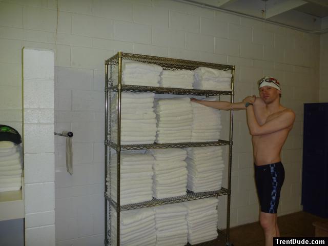 Nike swim jammer in the swim locker room