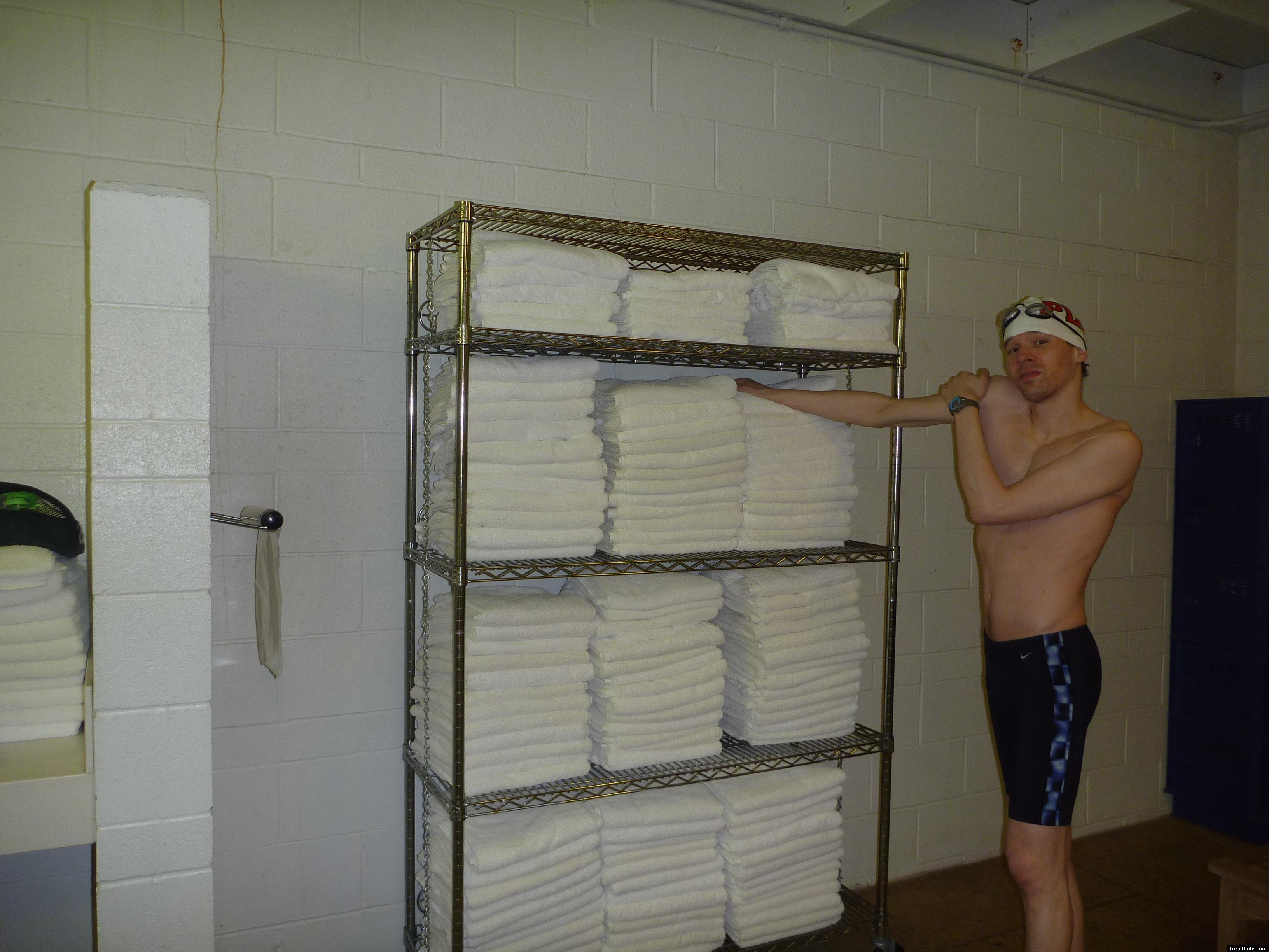 Nike swim jammer in the swim locker room