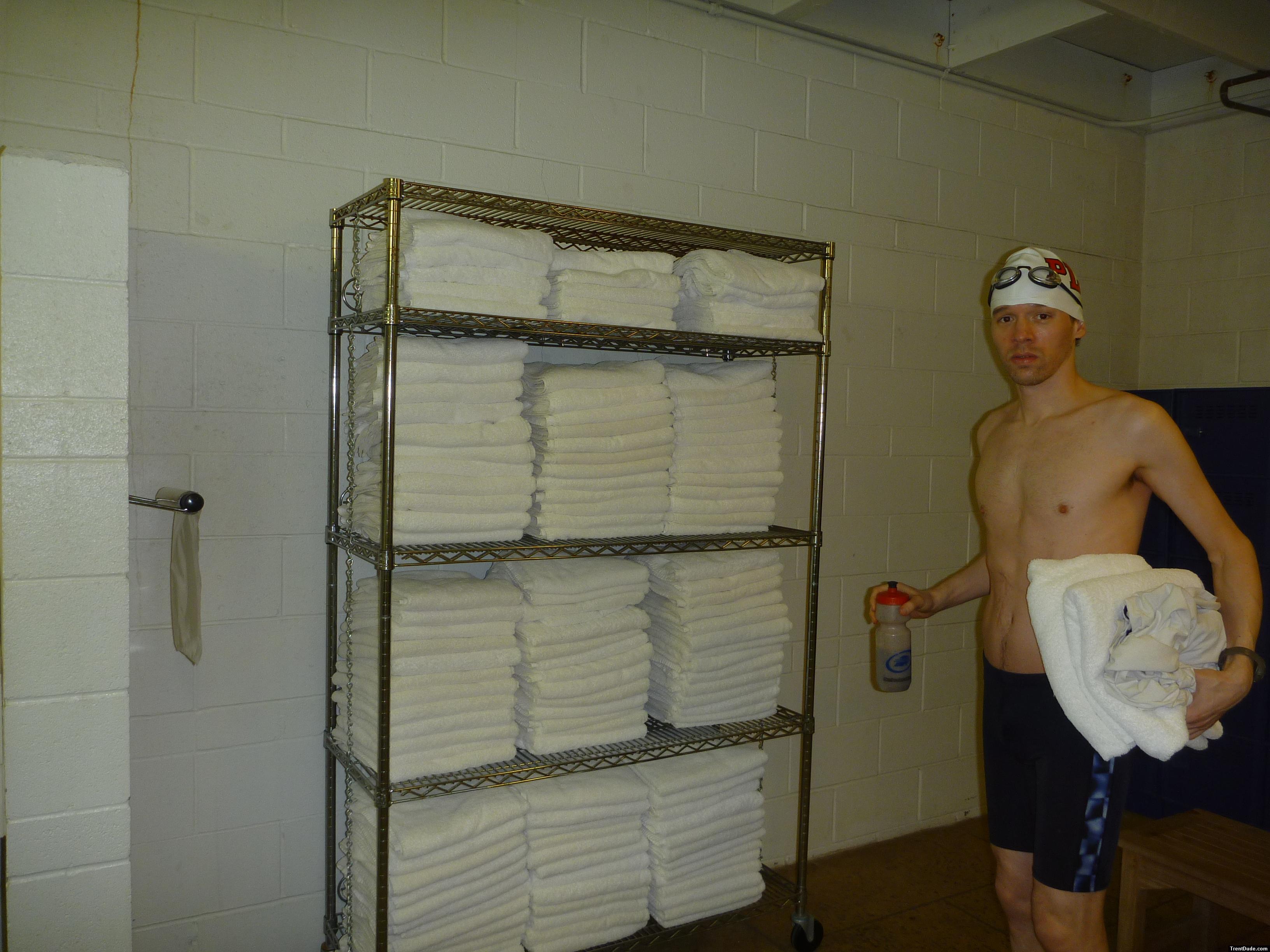 Nike swim jammer in the swim locker room