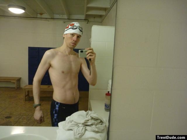 Nike swim jammer in the swim locker room