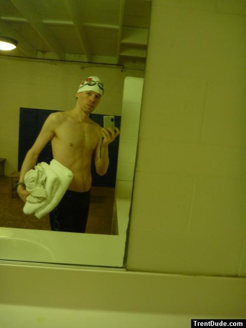 Nike swim jammer in the swim locker room