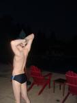 Stretching shoulders before a swim (muscles, shoulders, rear)