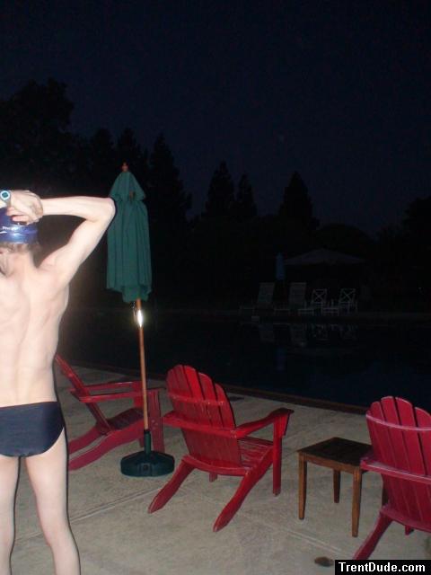 Stretching shoulders before a swim (muscles, shoulders, rear)