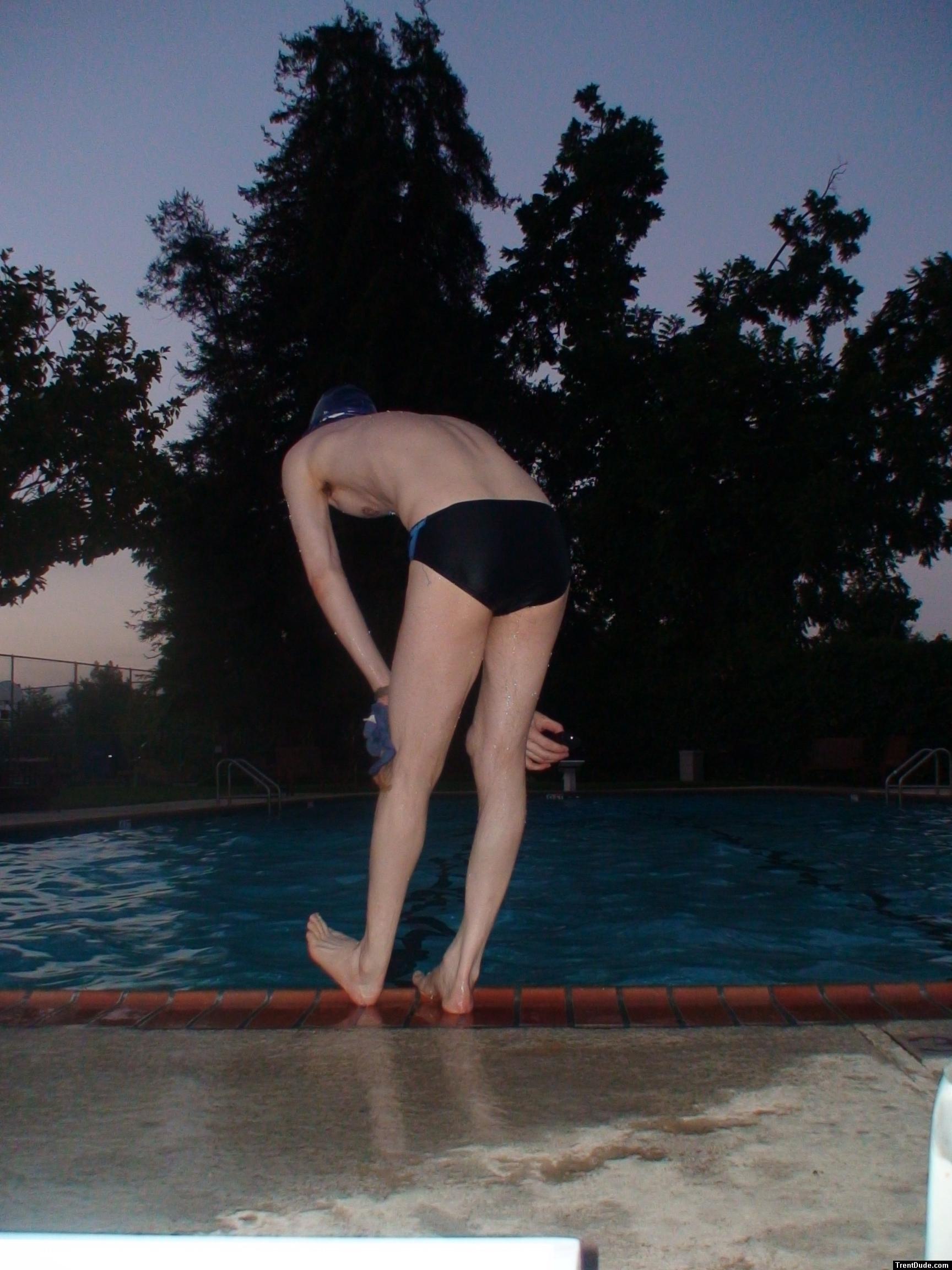 Thinking about jumping in for an early swim (Nike swim brief)