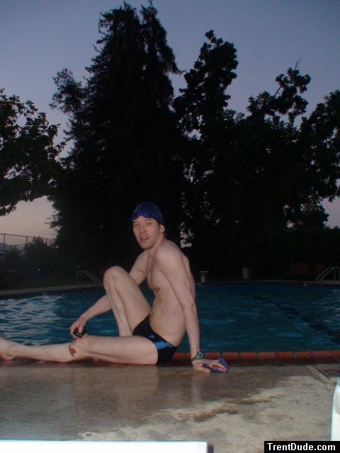 Leg muscles, sitting in a Nike swim brief (best)