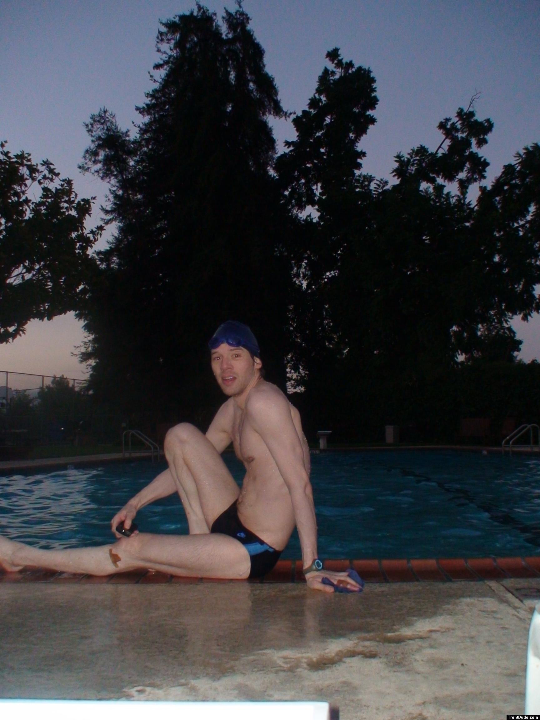 Leg muscles, sitting in a Nike swim brief (best)