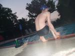 Getting ready to jump in wearing a Nike swim brief