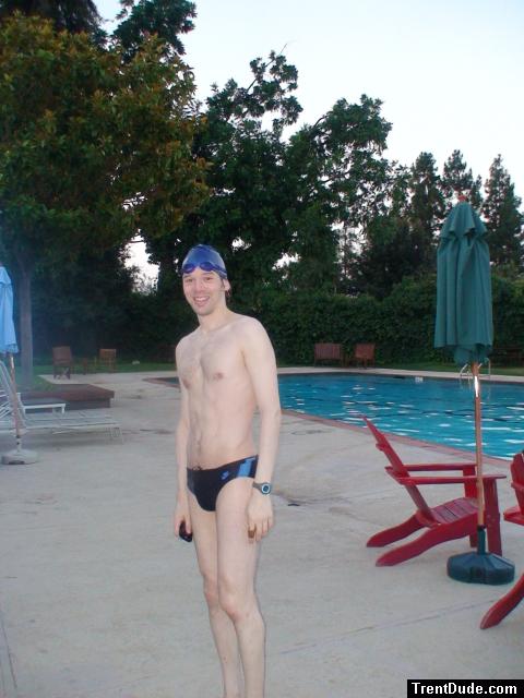 Nike black/blue swim brief, chest hair