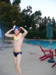 Some party items he found at the pool, Nike black/blue swim brief (best)