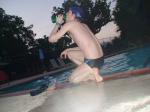 Drinking a smoothie after a swim (feet)