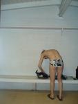 White polka dot/cow print water polo speedo (rear)