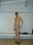 White polka dot/cow print water polo speedo