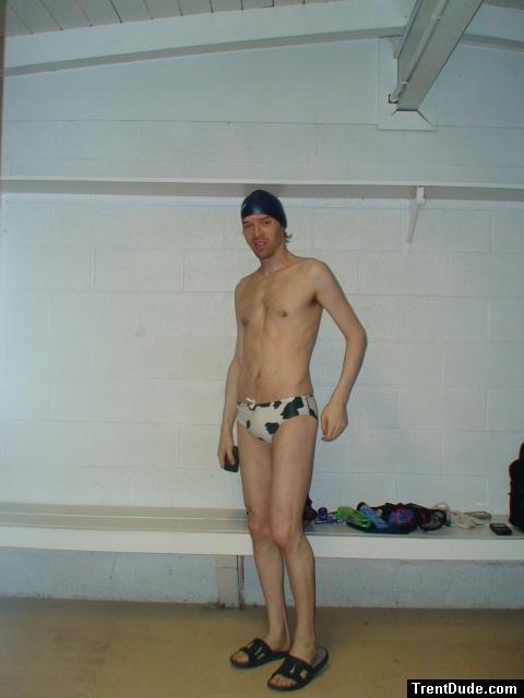 White polka dot/cow print water polo speedo