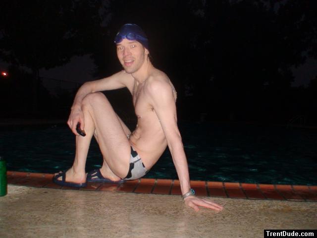 White polka dot cow speedo, from Argonswim.com (size 26)