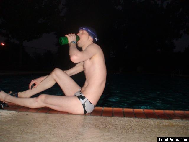 White polka dot cow speedo, from Argonswim.com (size 26)