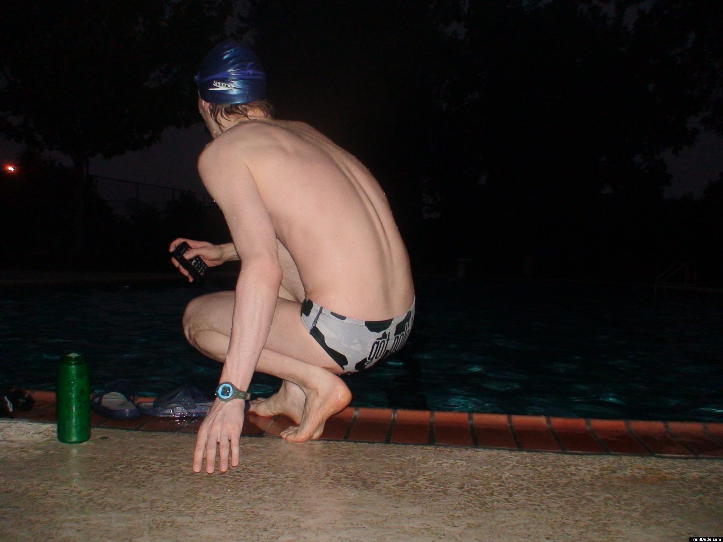 White polka dot cow speedo, from Argonswim.com (size 26) (feet)