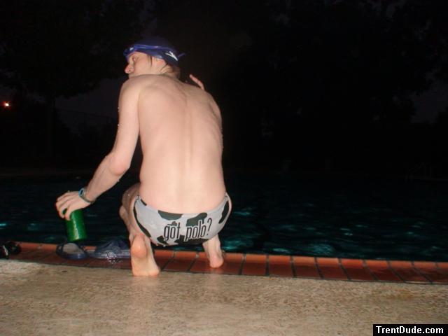 Got milk? White polka dot cow print water polo speedo, from Argonswim.com (size 26) (feet)