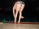 Got polo? - about to jump in wearing a white polka dot cow speedo (rear) (armpits)