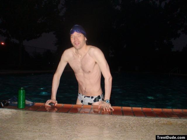 White polka dot cow speedo, from Argonswim.com (chest hair)