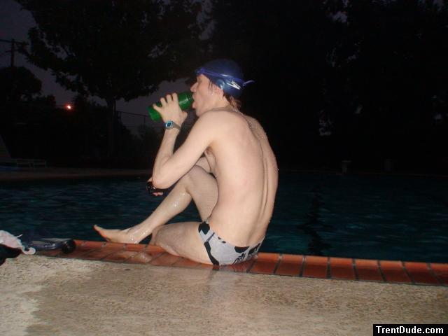 Drinking a smoothie before playing some water polo