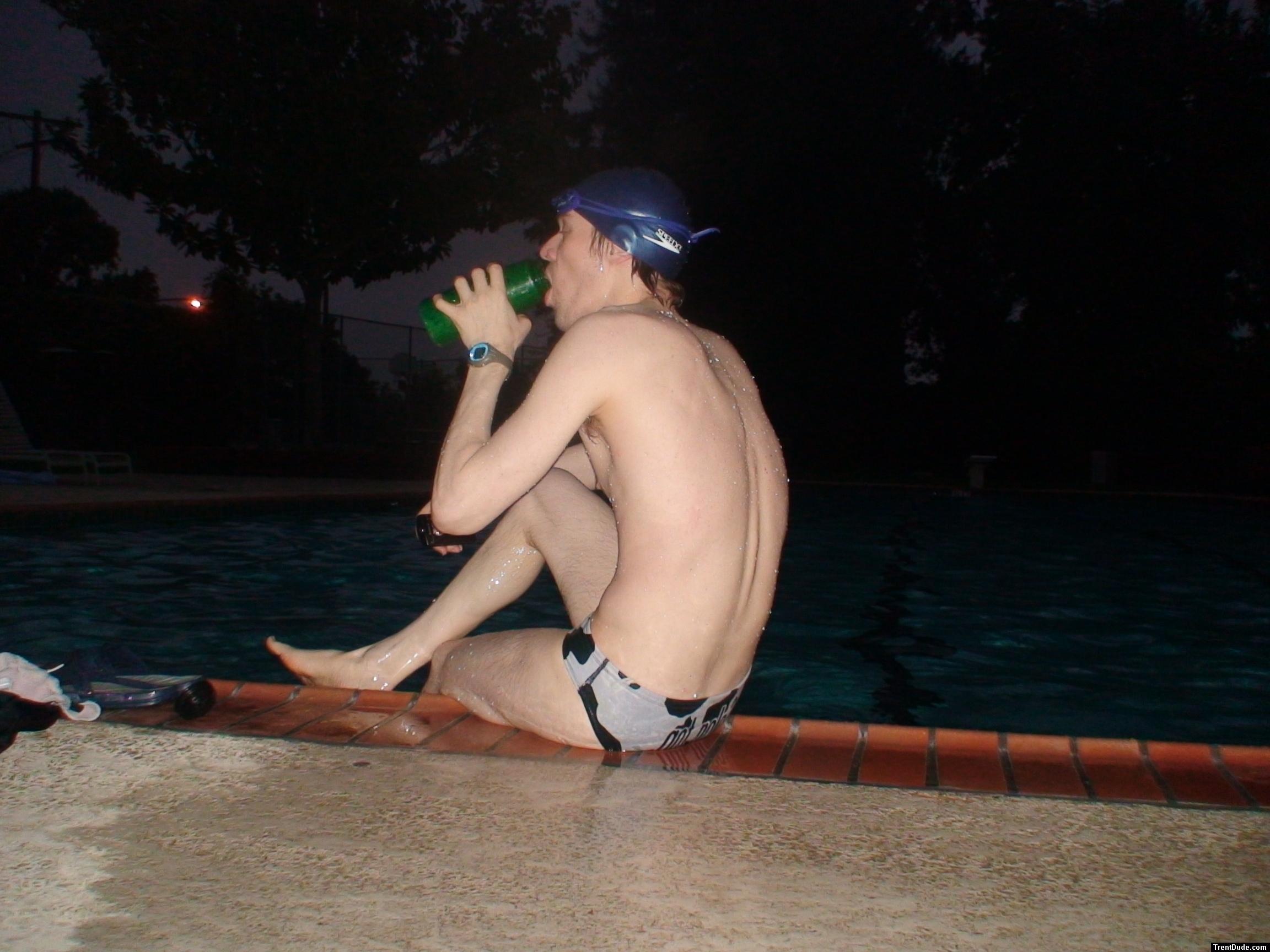 Drinking a smoothie before playing some water polo