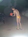 Killing some time before swim practice (yellow speedo) (legs)