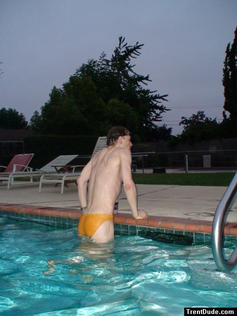 Yellow speedo swimmer (rear)
