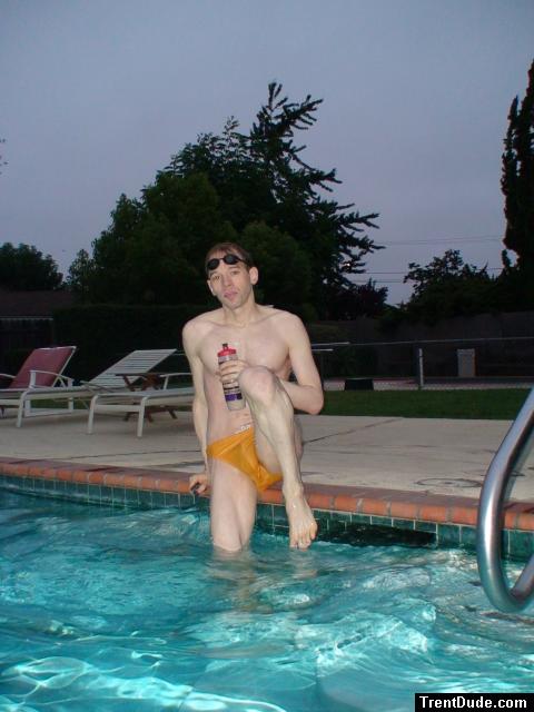 Swimmer in yellow speedo (pouch)