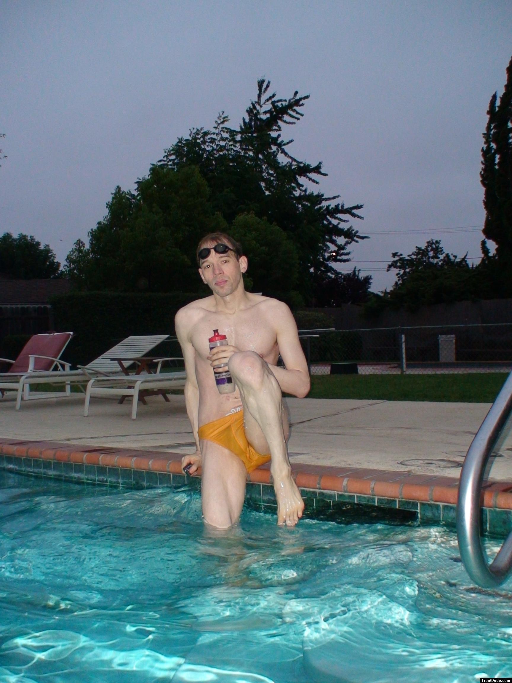 Swimmer in yellow speedo (pouch)