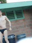 Black speedo with white stripes