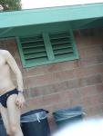 Black speedo with white stripes