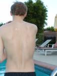 Black speedo with white stripes