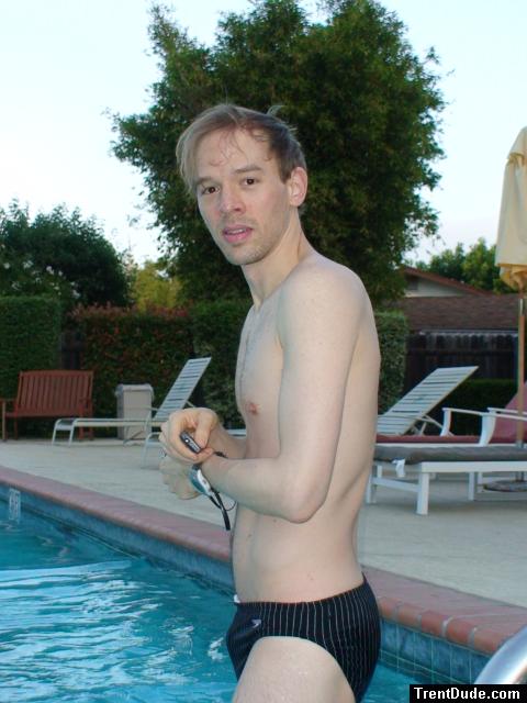 Black speedo with white stripes