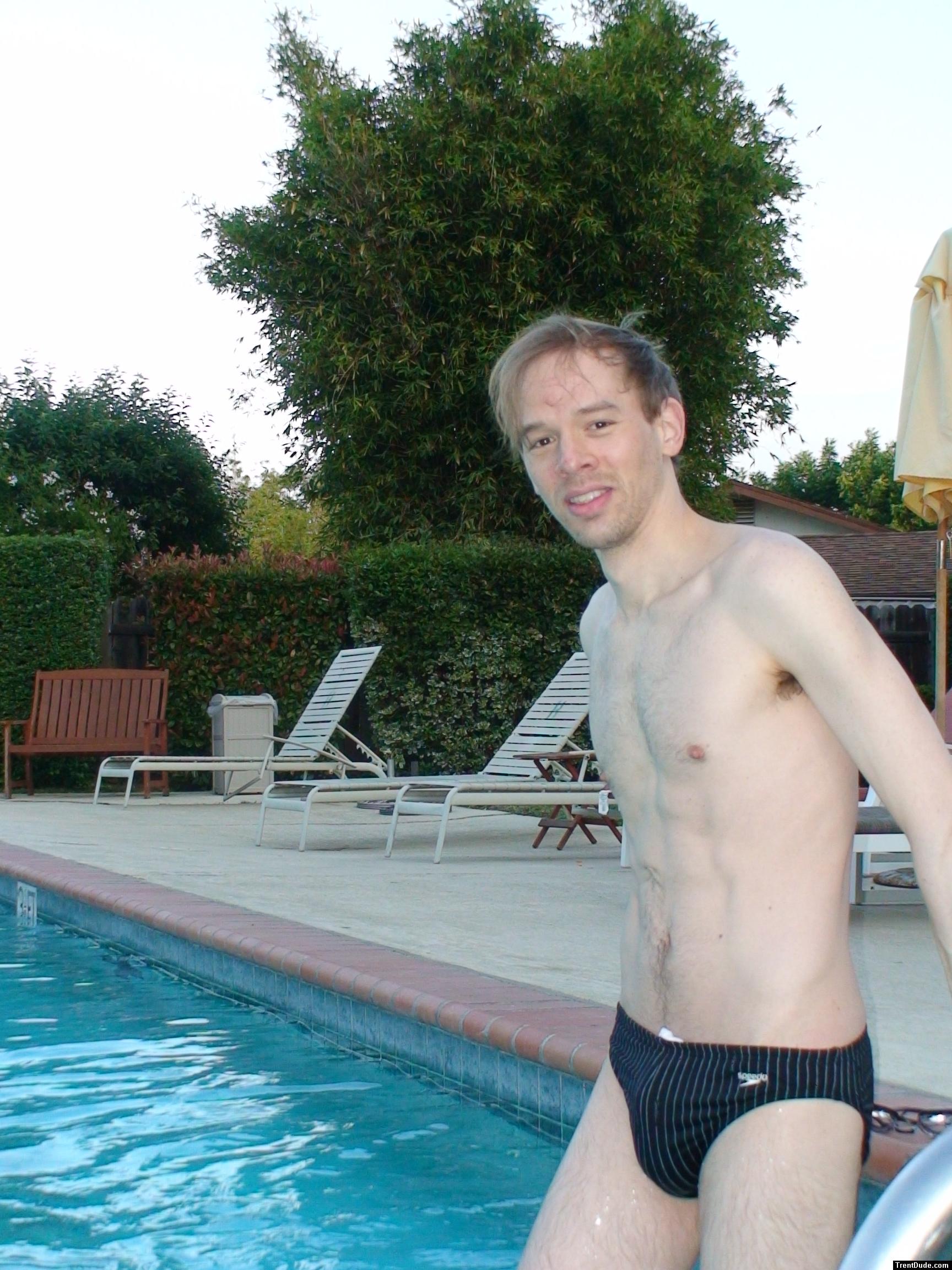 Black speedo with white stripes (bulge)